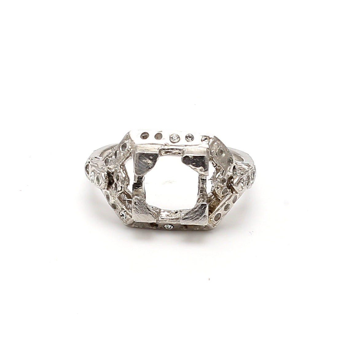 0.05 Carat Old European Cut G SI1 Diamond Platinum Semi Mount Ring