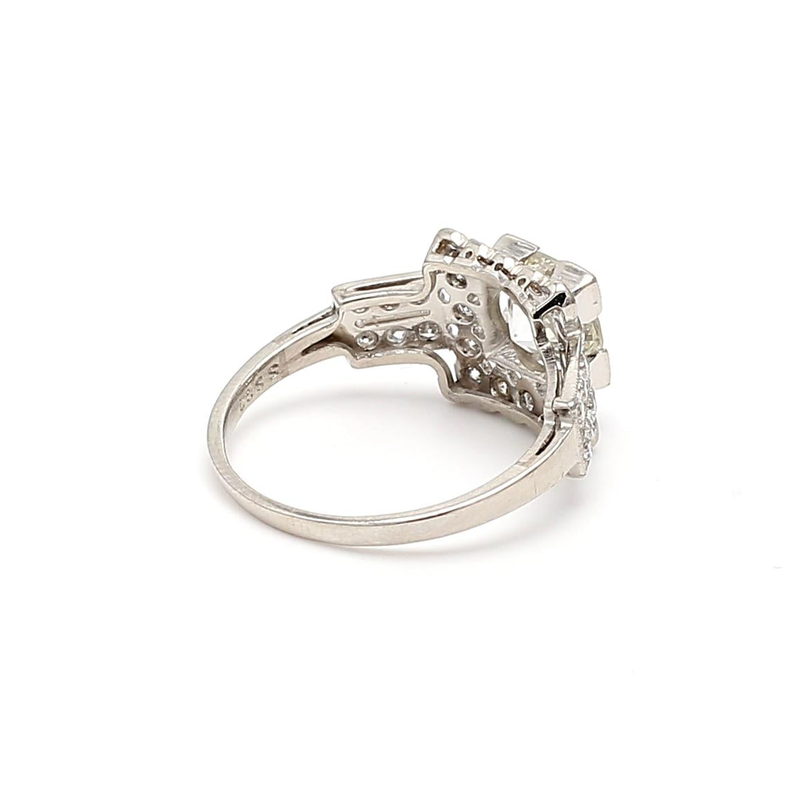 Platinum Engagement Ring with 1.9 Carat Old European Cut Diamonds J-VVS1 GIA
