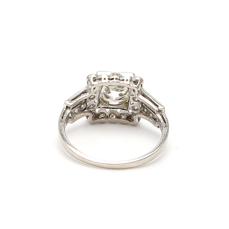 1.90 Carat Old European Cut J VVS1-VVS2 Diamond Platinum Engagement Ring