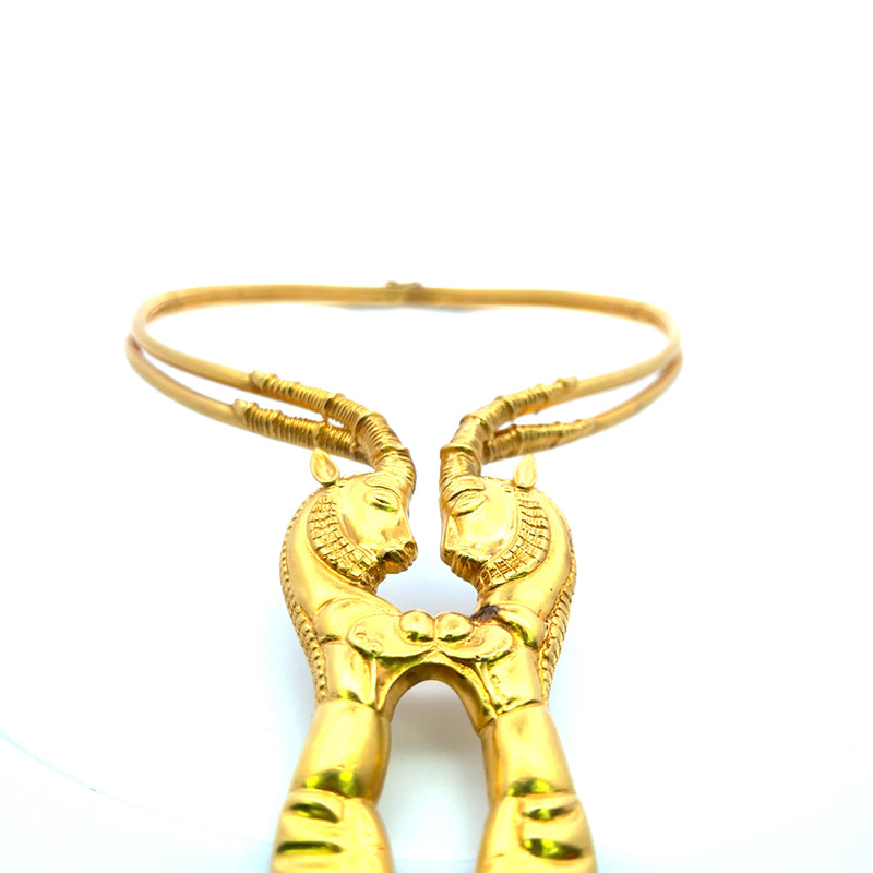 Lalaoonis Ram Head Vintage 177.80 Grams 24 Karat Yellow Gold Collar Necklace