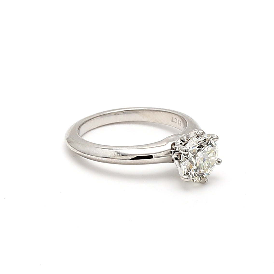 Tiffany & Co 1.52 Carat Round Brilliant I SI1 Diamond Platinum Engagement Ring