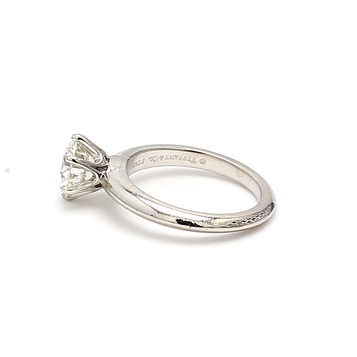 Tiffany & Co 1.52 Carat Round Brilliant I SI1 Diamond Platinum Engagement Ring