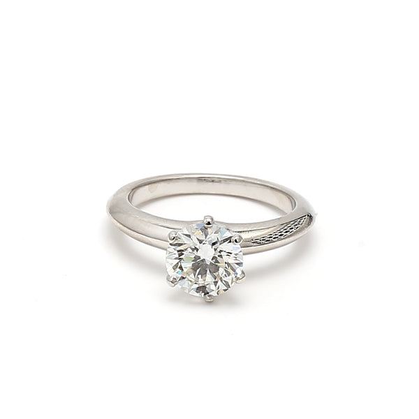 Tiffany & Co 1.52 Carat Round Brilliant I SI1 Diamond Platinum Engagement Ring