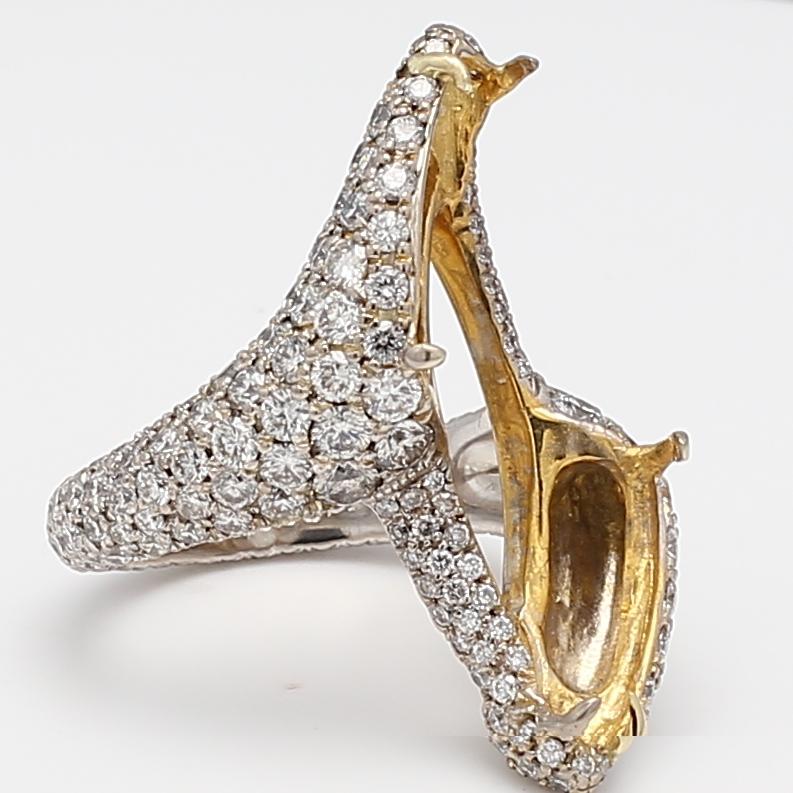 18K White Gold Semi Mount Ring with 2.3ct Round I VS2 Diamond Fits 24.92x12.62mm