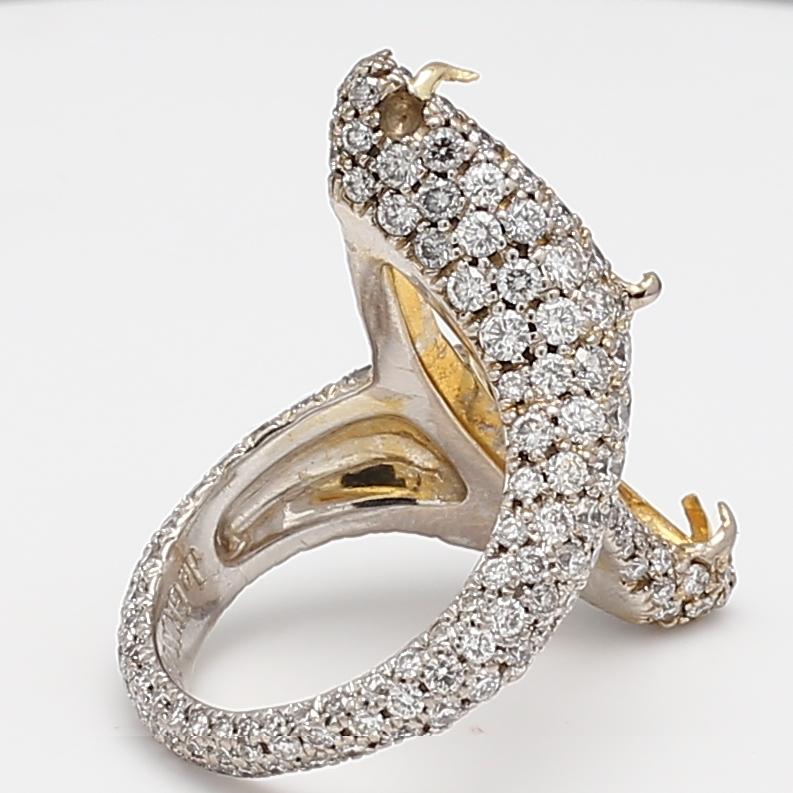 18K White Gold Semi Mount Ring with 2.3ct Round I VS2 Diamond Fits 24.92x12.62mm