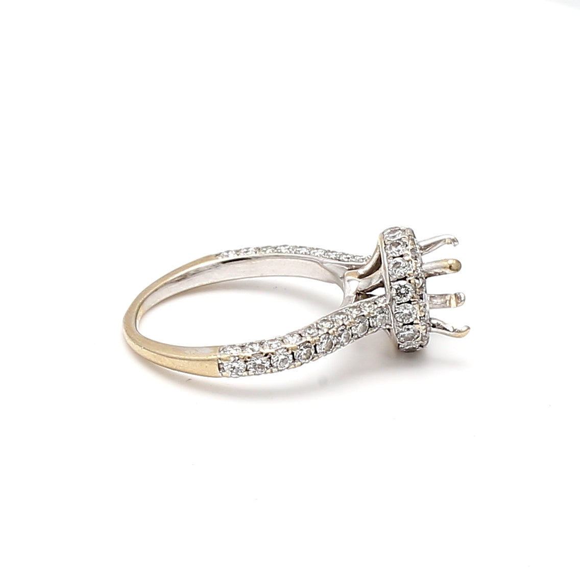 1.60 Carat Round Brilliant H VS2 Diamond 14 Karat White Gold Semi Mount Ring