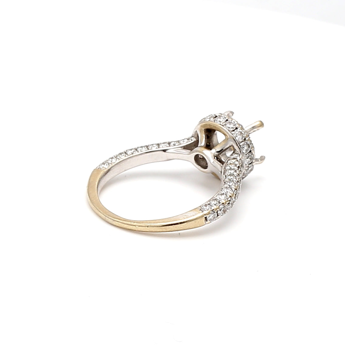 1.60 Carat Round Brilliant H VS2 Diamond 14 Karat White Gold Semi Mount Ring