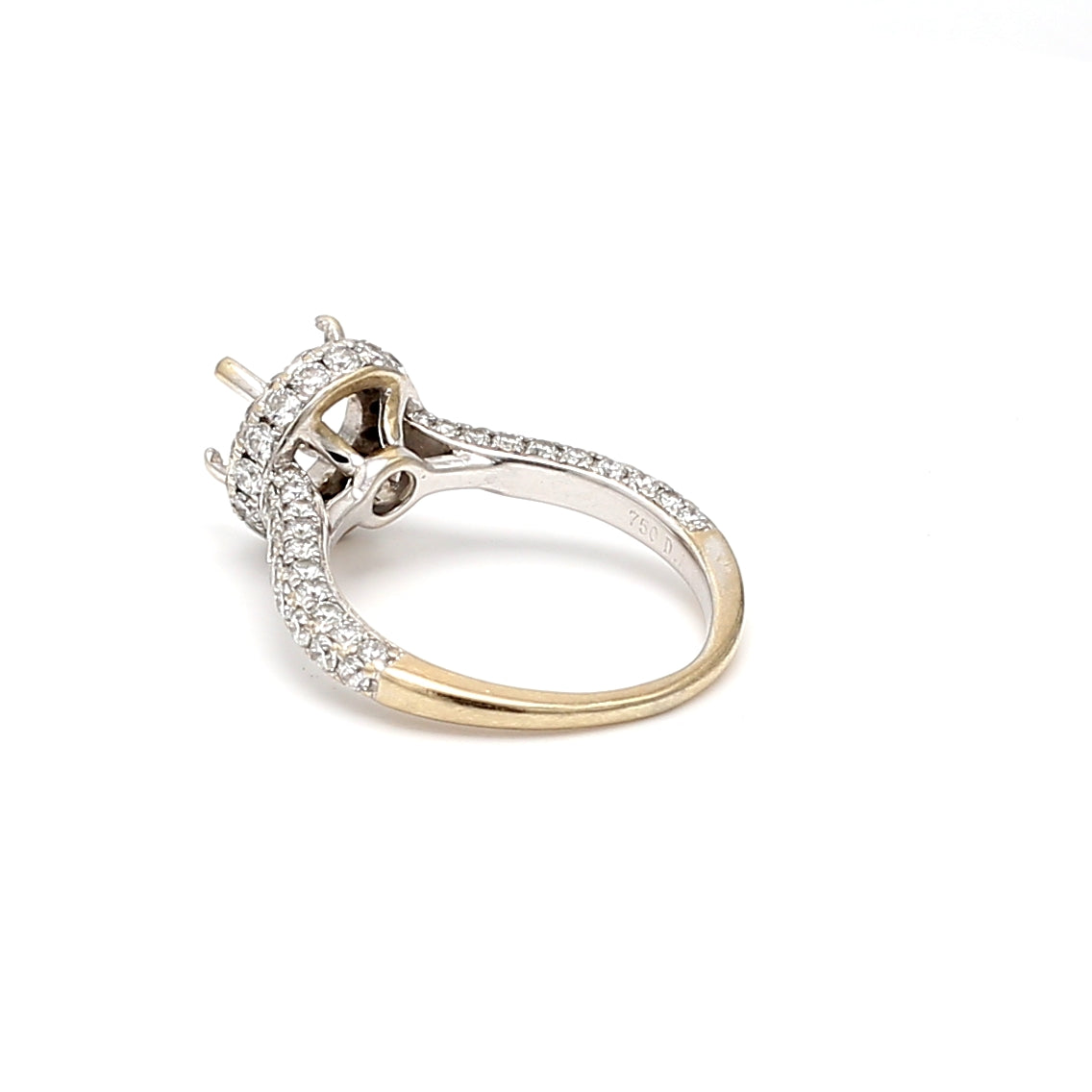 1.60 Carat Round Brilliant H VS2 Diamond 14 Karat White Gold Semi Mount Ring