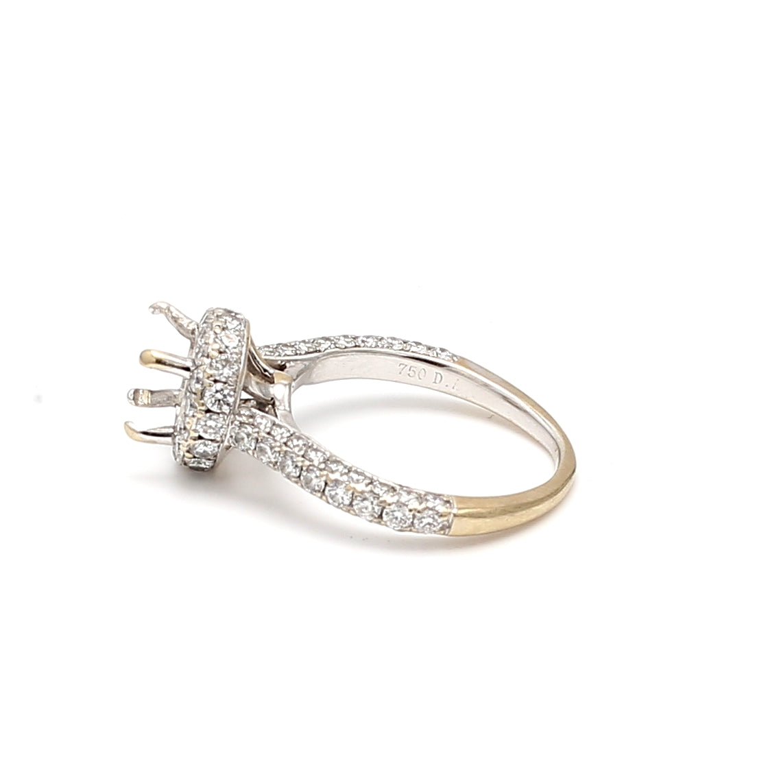 1.60 Carat Round Brilliant H VS2 Diamond 14 Karat White Gold Semi Mount Ring