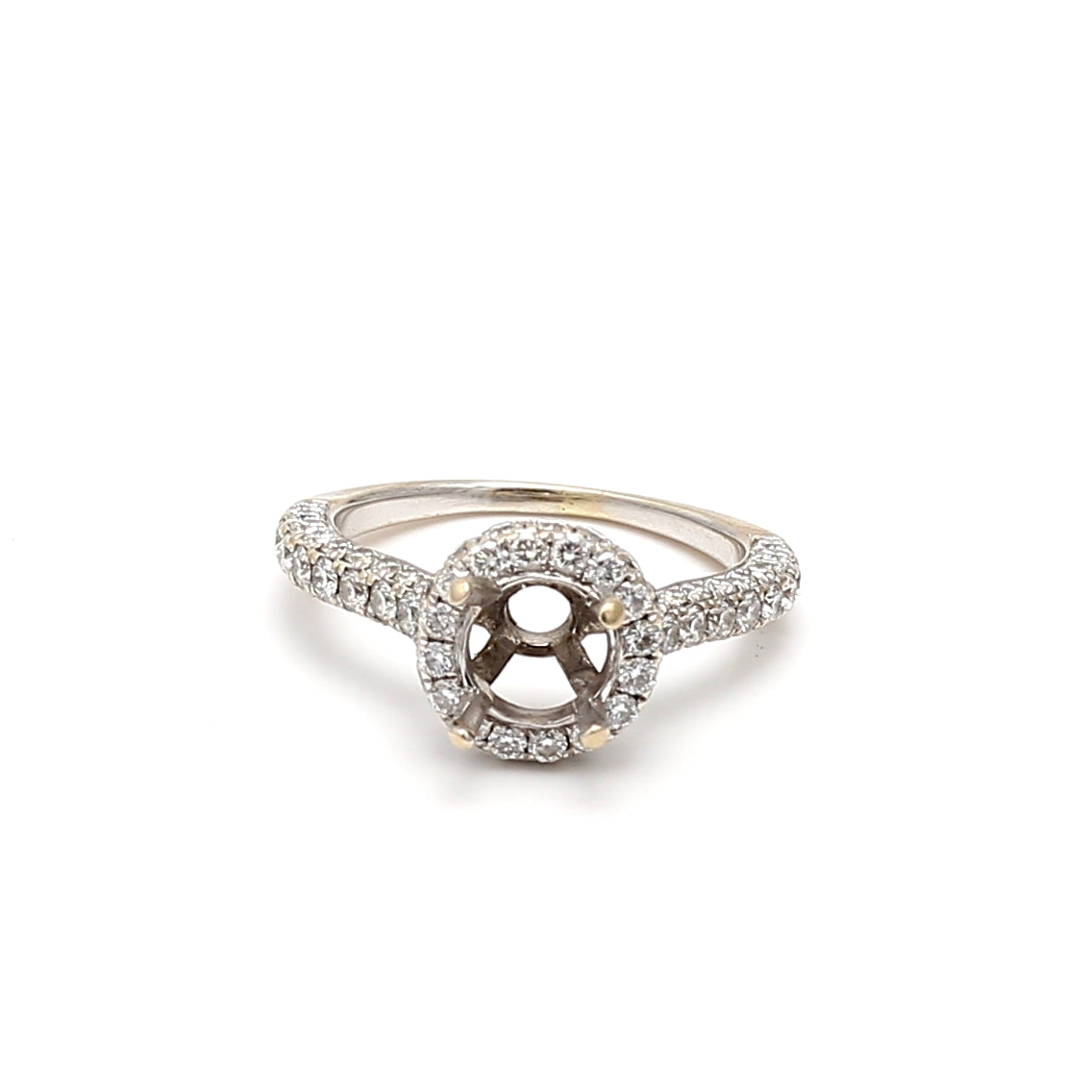 1.60 Carat Round Brilliant H VS2 Diamond 14 Karat White Gold Semi Mount Ring