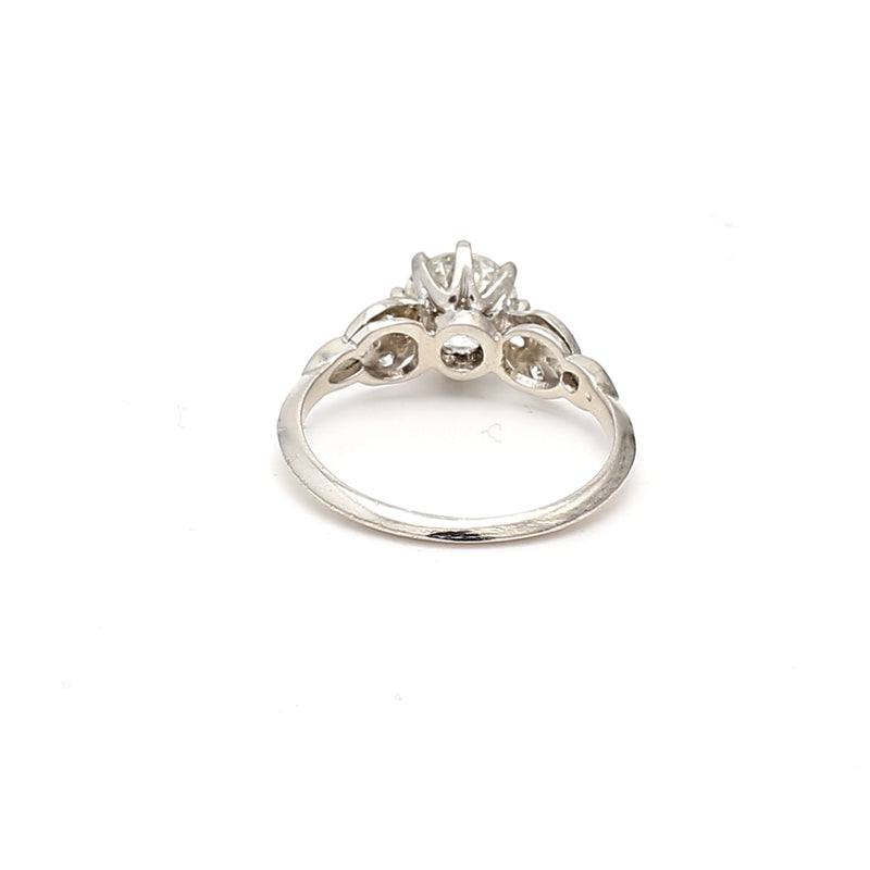 1.13 Carat Circular Brilliant Cut and Round Brilliant Diamond Platinum Engagement Ring