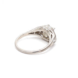 1.14 Carat Emerald Cut E SI1 and Round Brilliant I I1 Diamond Platinum Engagement Ring