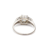 1.14 Carat Emerald Cut E SI1 and Round Brilliant I I1 Diamond Platinum Engagement Ring
