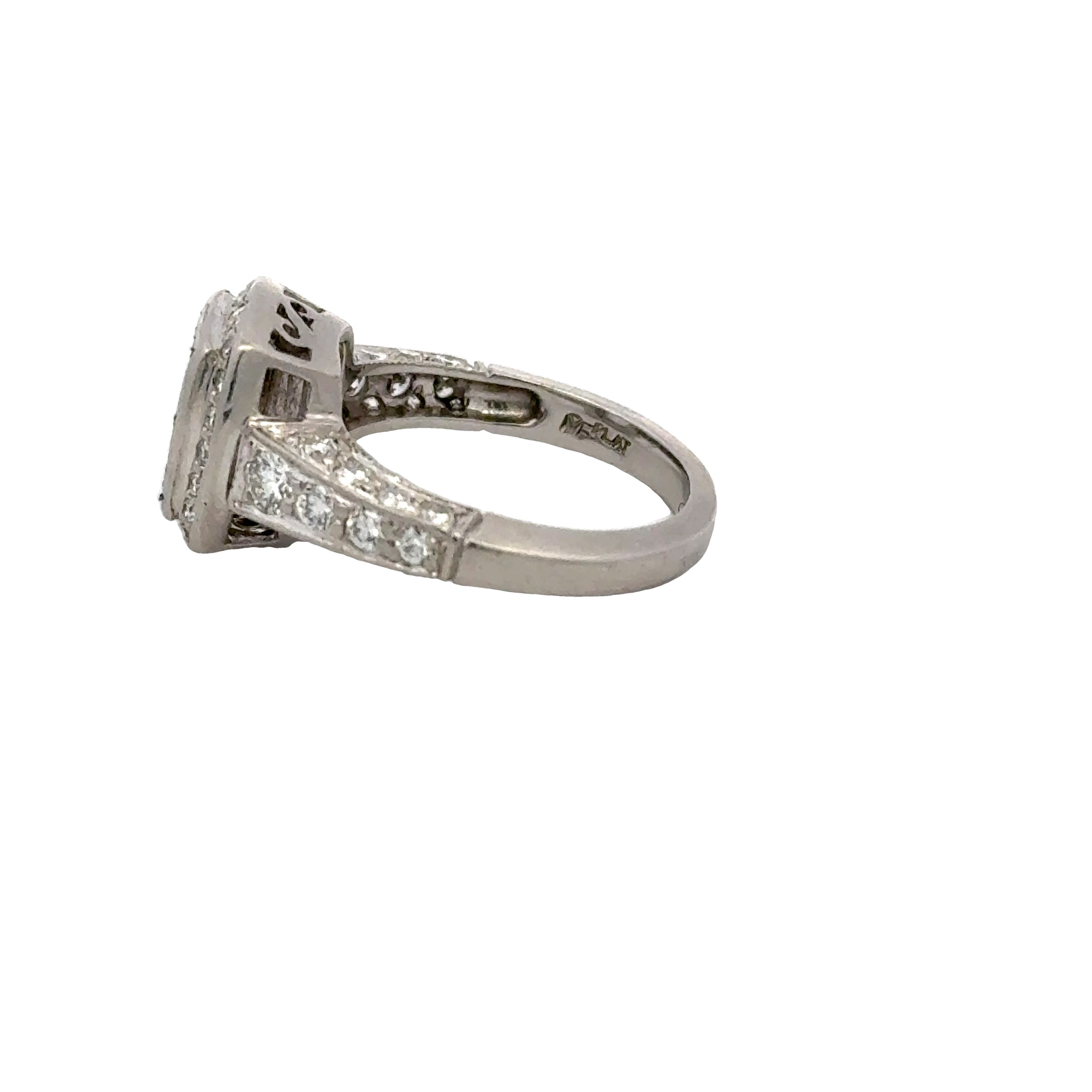 0.74 Carat Round Brilliant G-H SI1-VS1 Diamond Platinum Semi Mount Ring