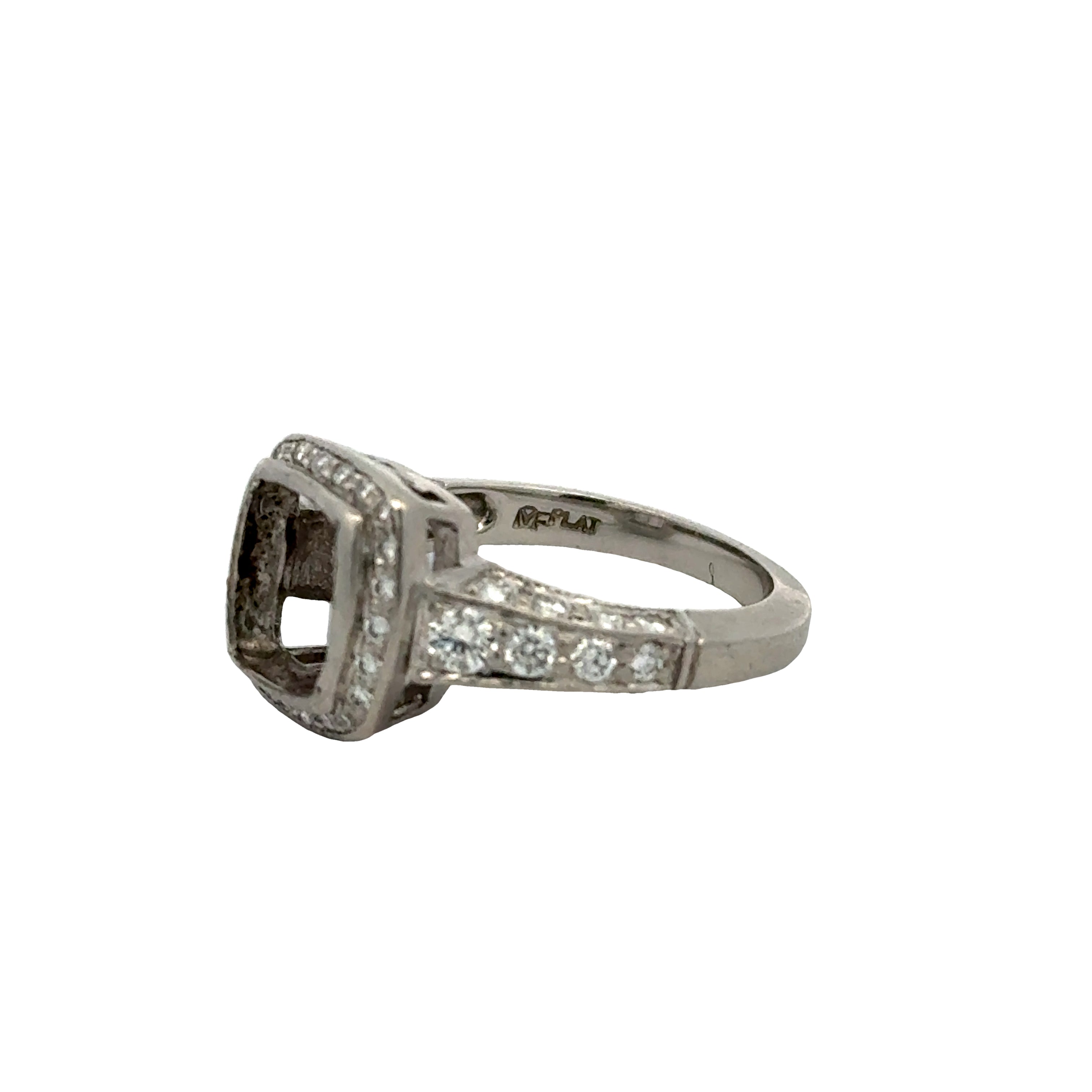 0.74 Carat Round Brilliant G-H SI1-VS1 Diamond Platinum Semi Mount Ring
