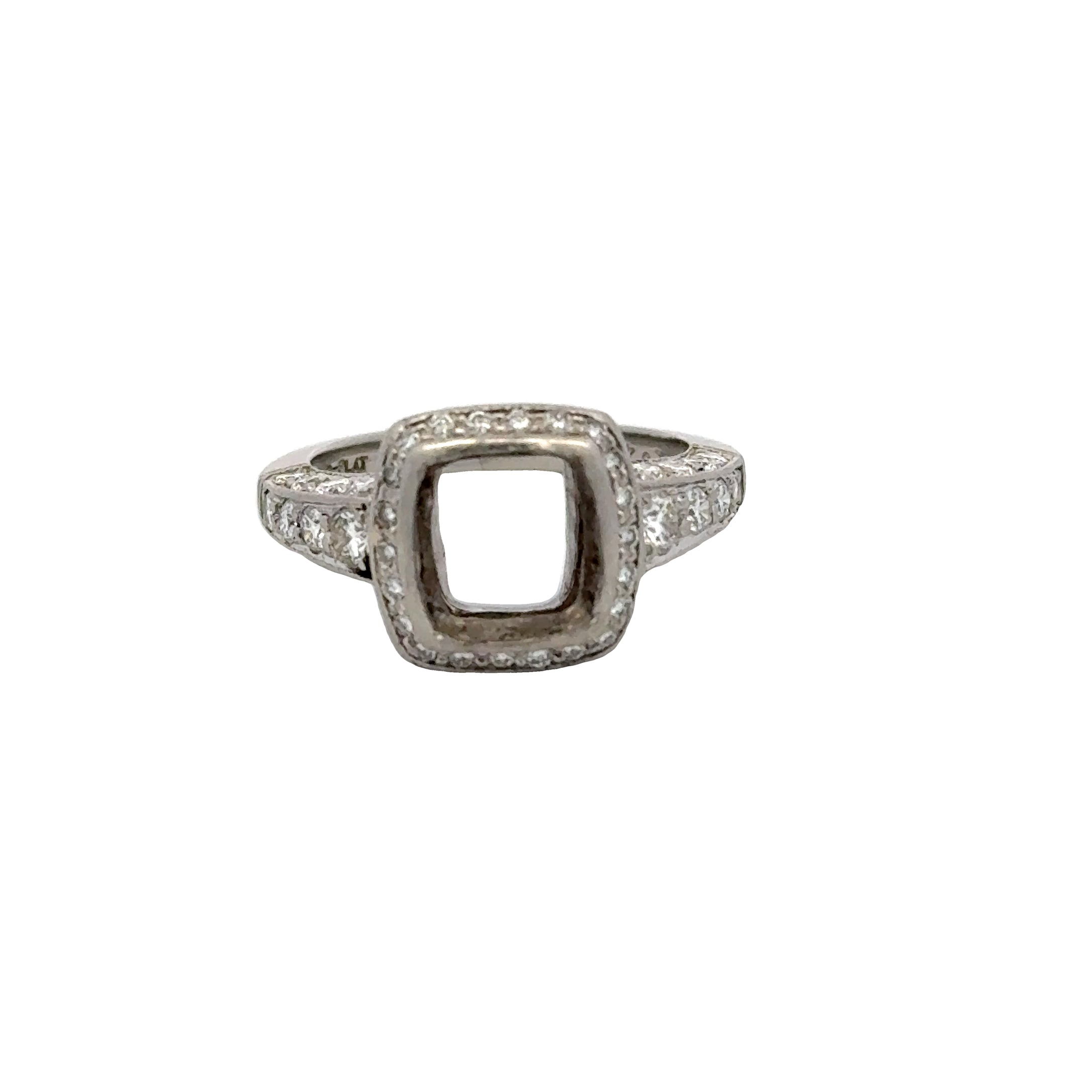 0.74 Carat Round Brilliant G-H SI1-VS1 Diamond Platinum Semi Mount Ring