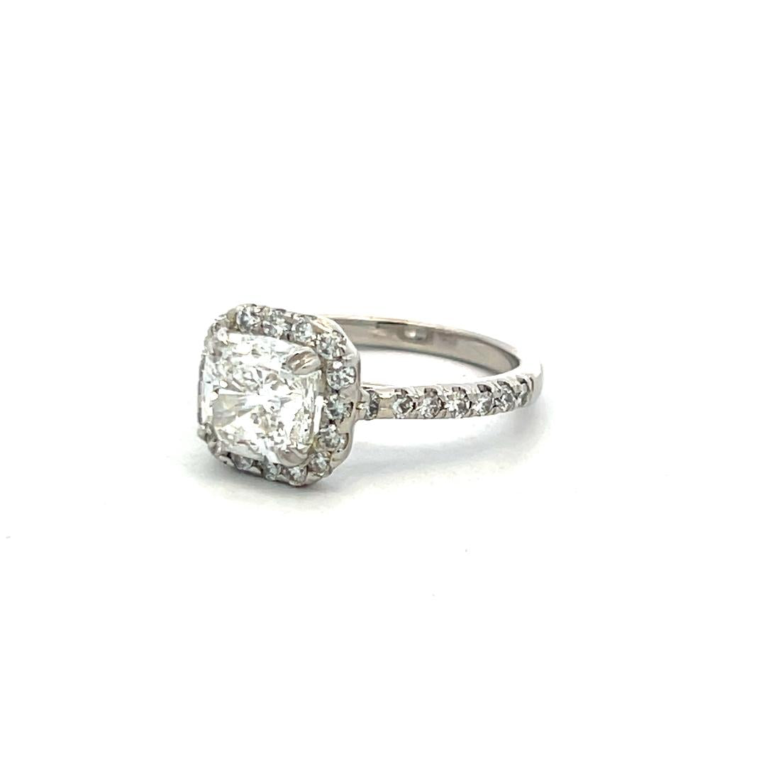 3.12 Carat Cushion Brilliant and Round Diamond Platinum Engagement Ring