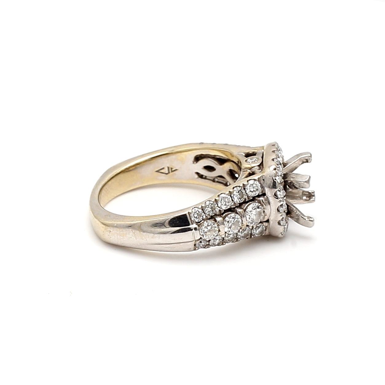 0.90 Carat Round Brilliant I VS2 Diamond 18 Karat White Gold Semi Mount Ring