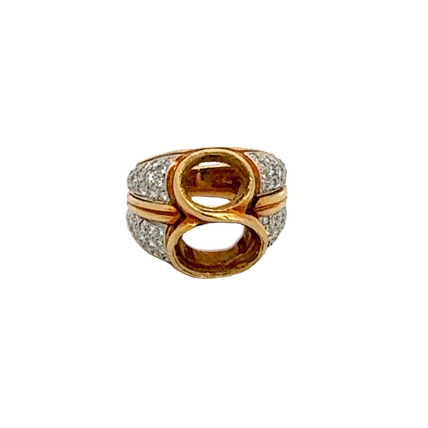 0.90 Carat Round Brilliant I SI2 Diamond 18 Karat Yellow Gold Semi Mount Ring