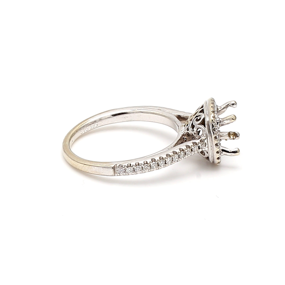 0.25 Carat Round Brilliant I SI1 Diamond 14 Karat White Gold Semi Mount Ring