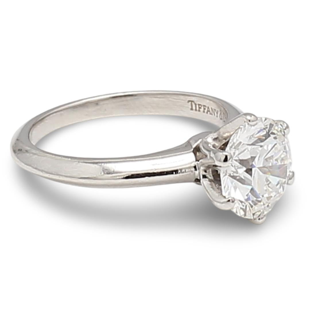 Tiffany & Co 1.77 Carat Round Brilliant F IF Diamond Platinum Engagement Ring