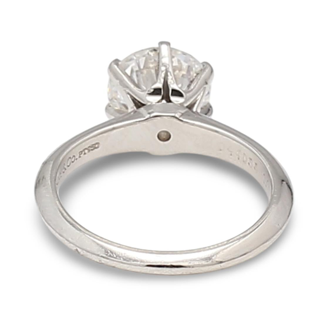 Tiffany & Co 1.77 Carat Round Brilliant F IF Diamond Platinum Engagement Ring