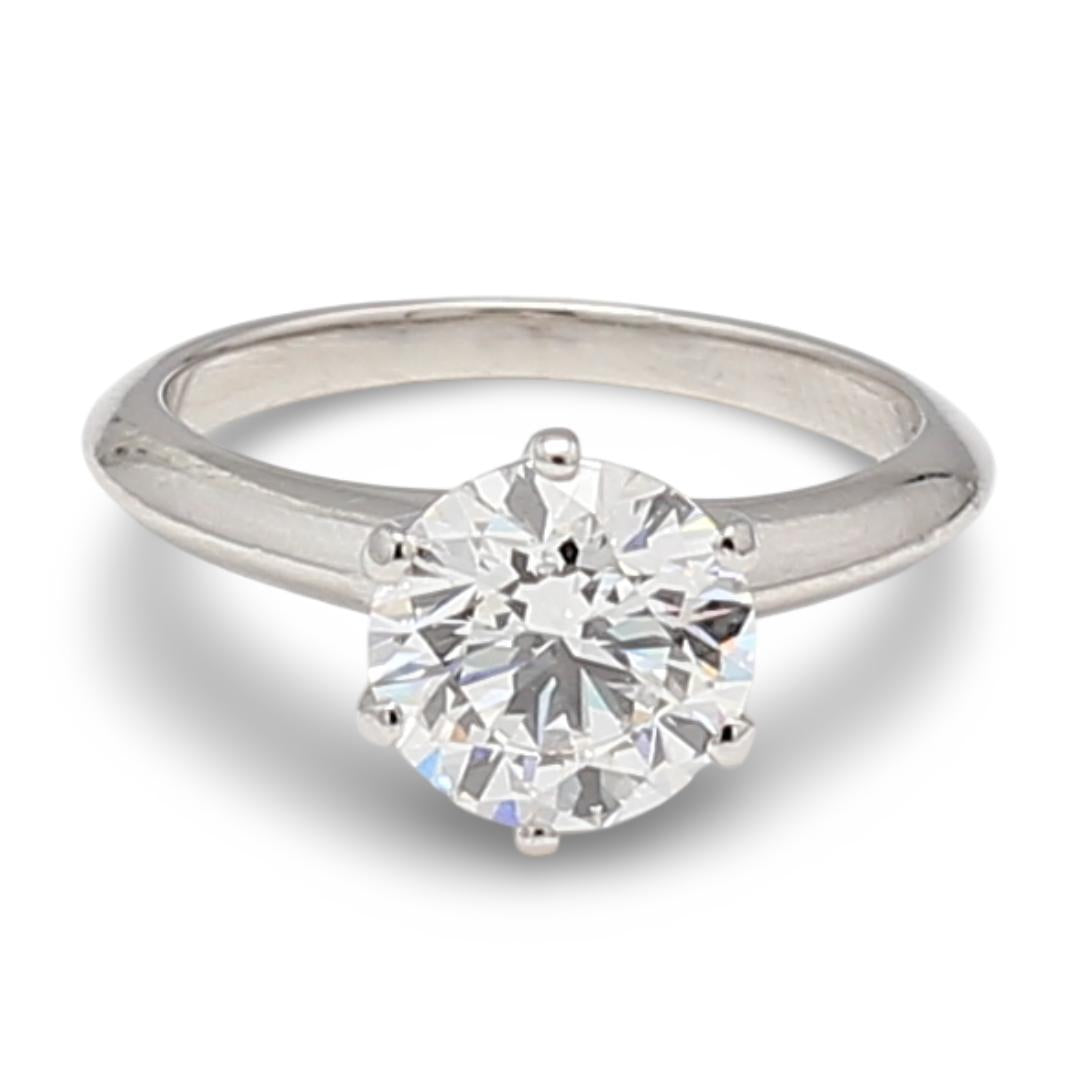 Tiffany & Co 1.77 Carat Round Brilliant F IF Diamond Platinum Engagement Ring