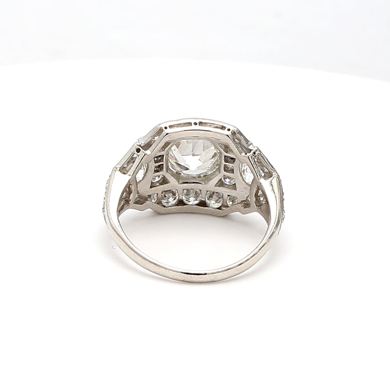 3.63 Carat Old European Cut H-G SI1-VS1 Diamond Platinum Engagement Ring