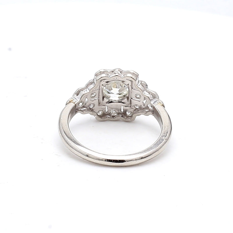 1.44 Carat Old European Cut I VVS1 Diamond Platinum Art Deco Ring