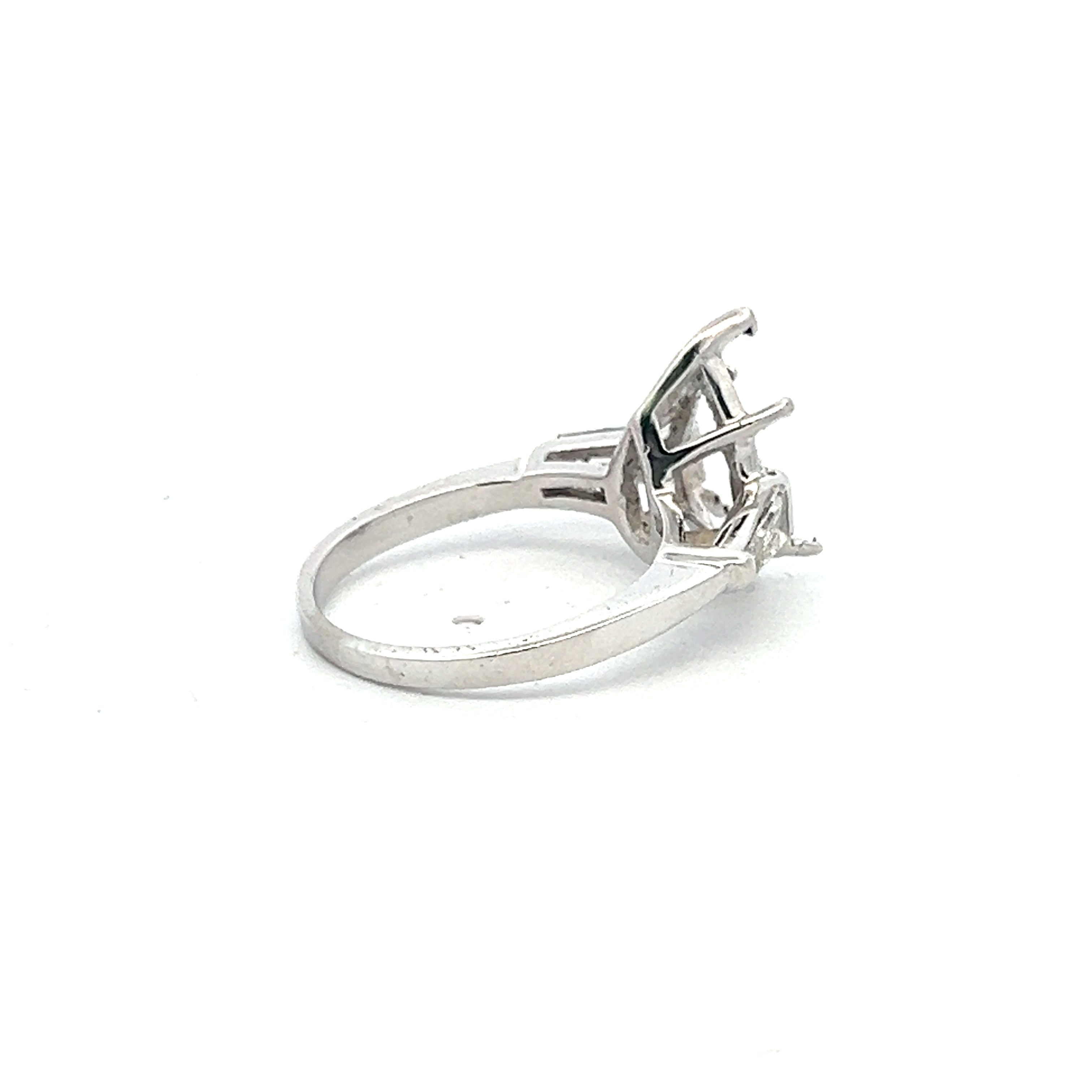 0.65 Carat Tapered Baguette Shape I VS1 Diamond Platinum Semi Mount Ring