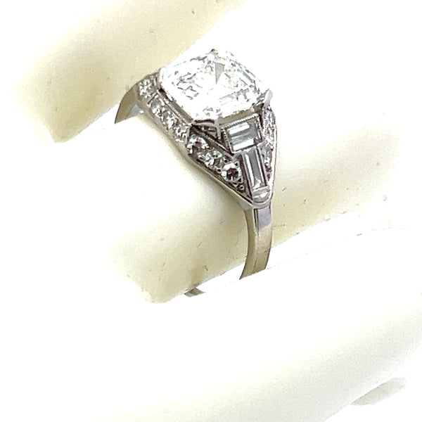 Cartier 2.49 Carat Asscher Cut and other cut Diamond Platinum Art Deco Ring