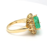 8.07 Carat Emerald 1.65 Carat Round Brilliant Diamond 14K Yellow Gold Gems Stone Ring
