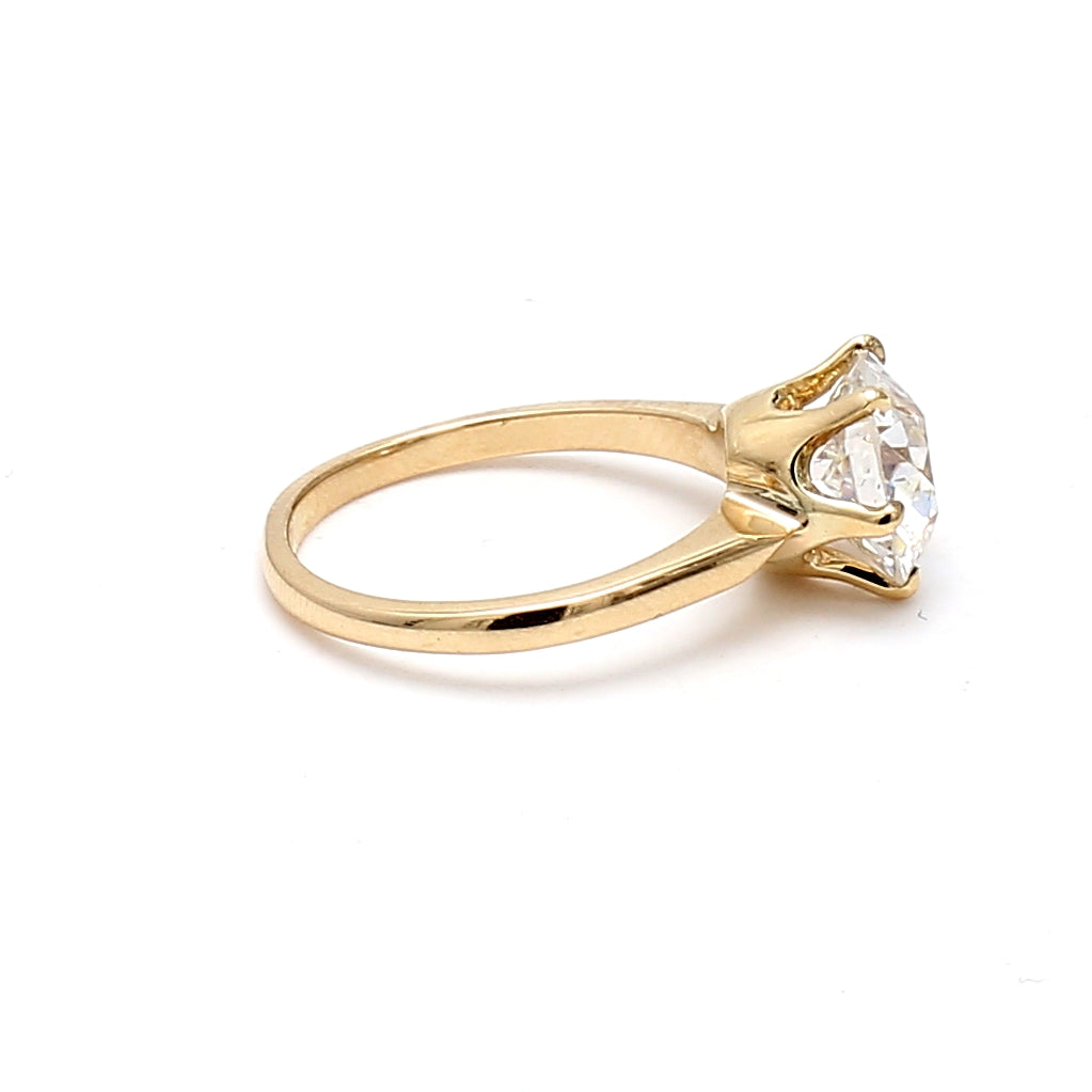 2.30 Carat Old European Cut I I1 Diamond 18 Karat Yellow Gold Engagement Ring