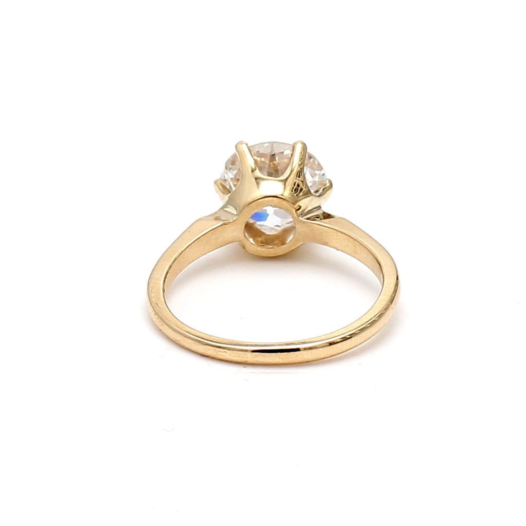 2.30 Carat Old European Cut I I1 Diamond 18 Karat Yellow Gold Engagement Ring