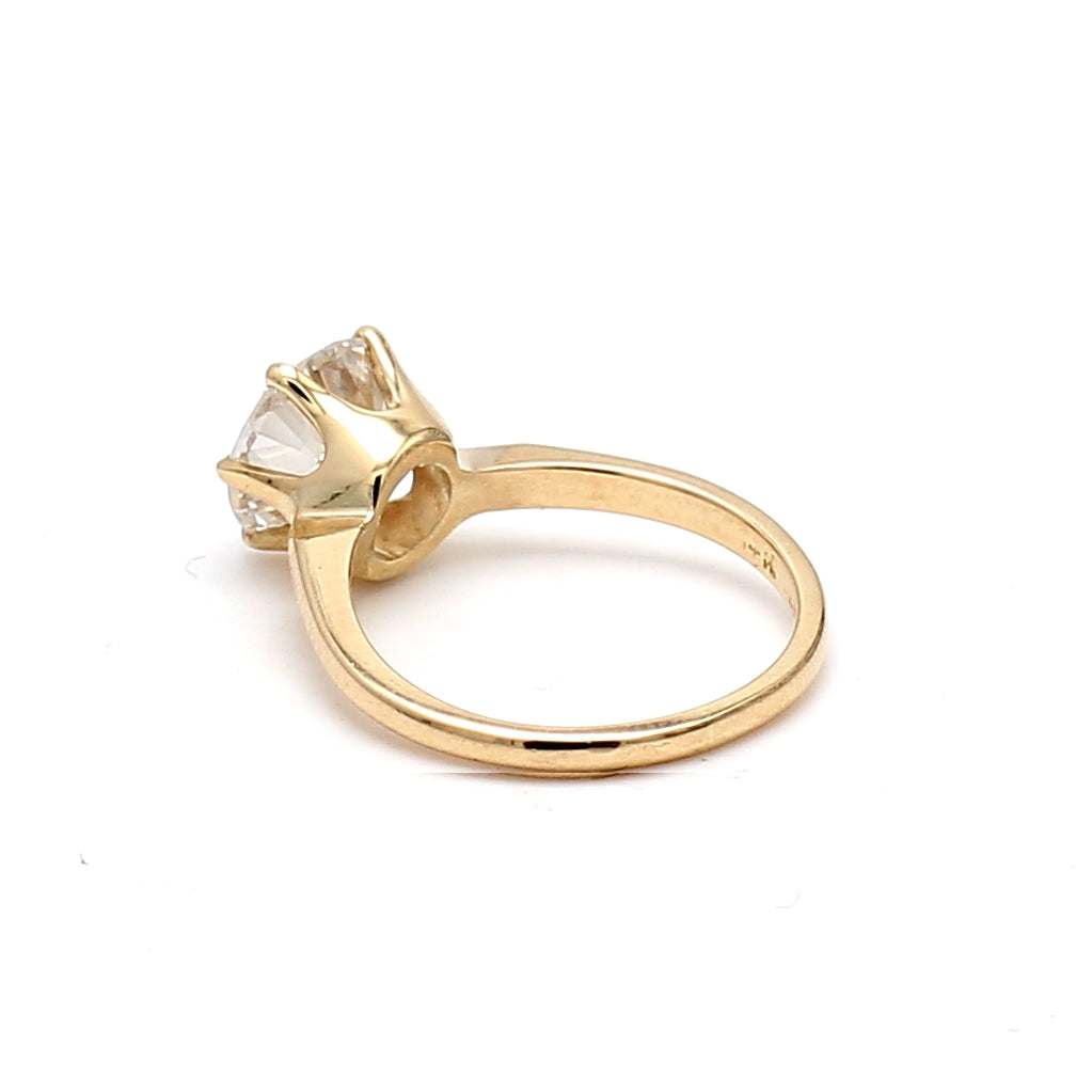 2.30 Carat Old European Cut I I1 Diamond 18 Karat Yellow Gold Engagement Ring