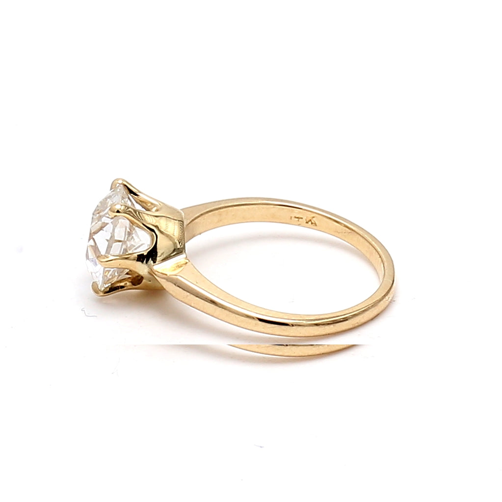 2.30 Carat Old European Cut I I1 Diamond 18 Karat Yellow Gold Engagement Ring