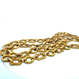 Vintage 171.60 Grams Textured and Smooth 18 Karat Yellow Gold Link Necklace