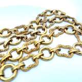 Vintage 171.60 Grams Textured and Smooth 18 Karat Yellow Gold Link Necklace