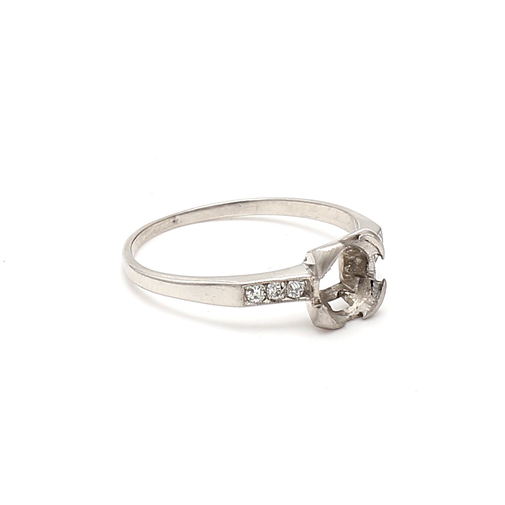 0.06 Carat Round Brilliant G SI1 Diamond Platinum Semi Mount Ring