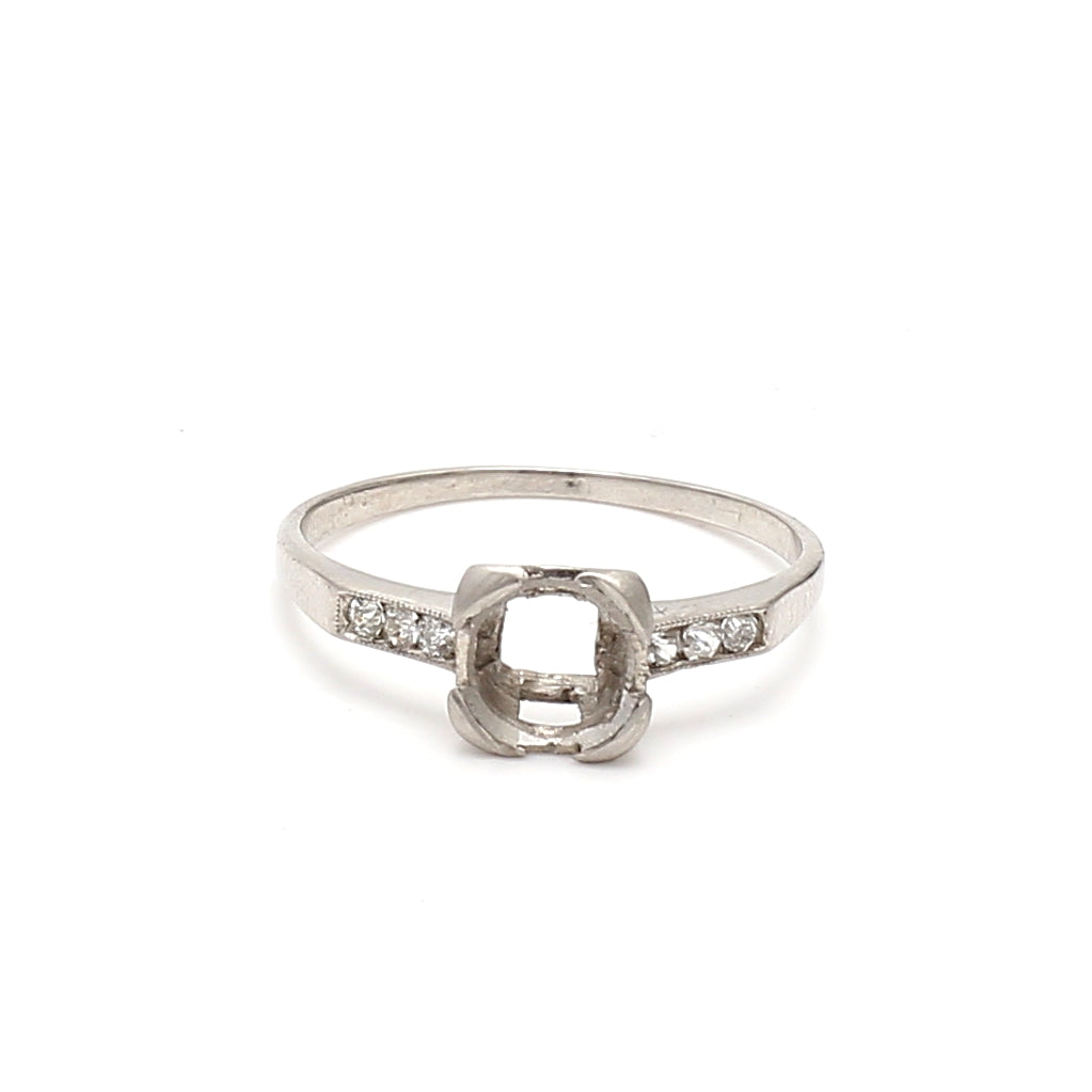 0.06 Carat Round Brilliant G SI1 Diamond Platinum Semi Mount Ring