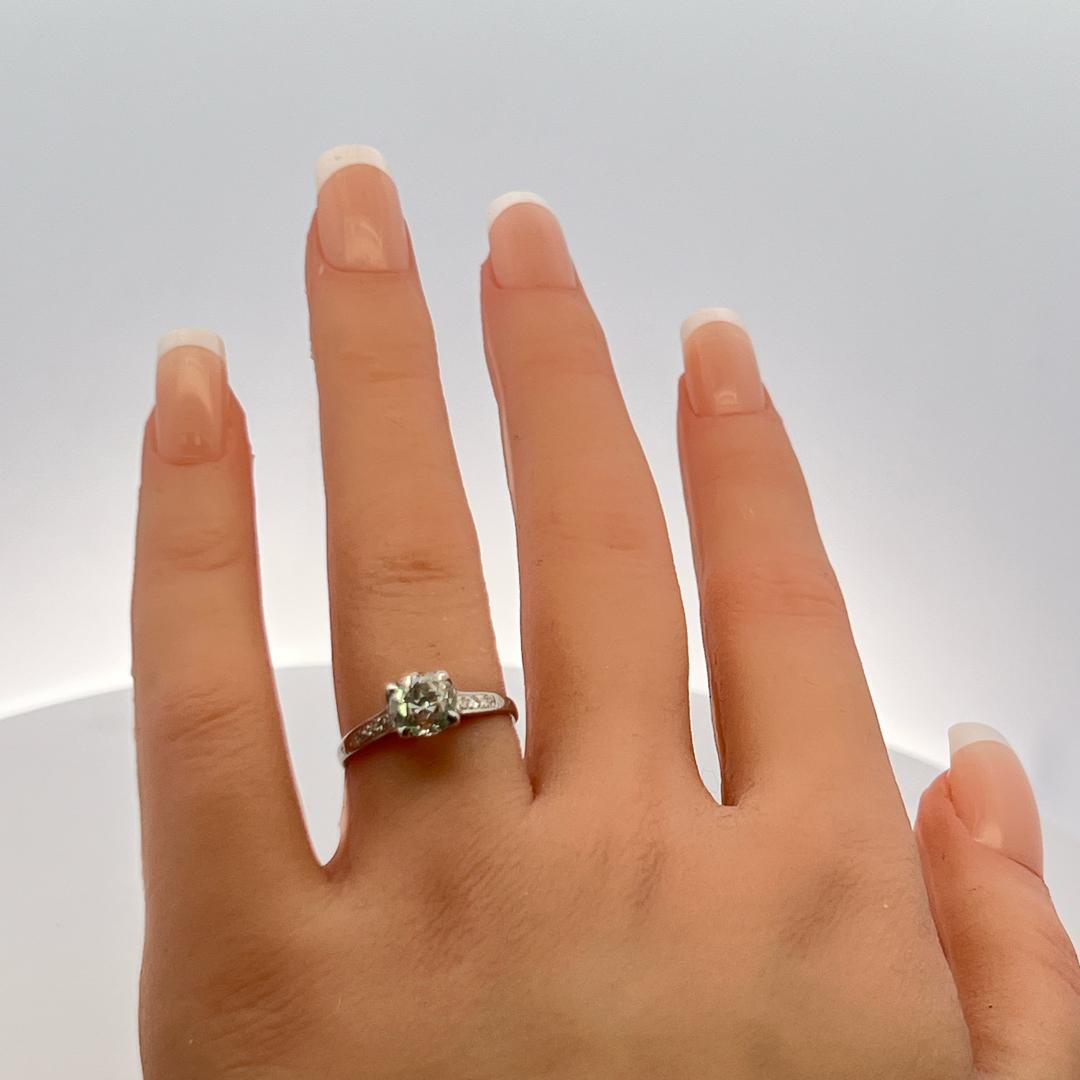 1.51ct Old European & Round Brilliant Diamond Platinum Engagement Ring (G SI1)