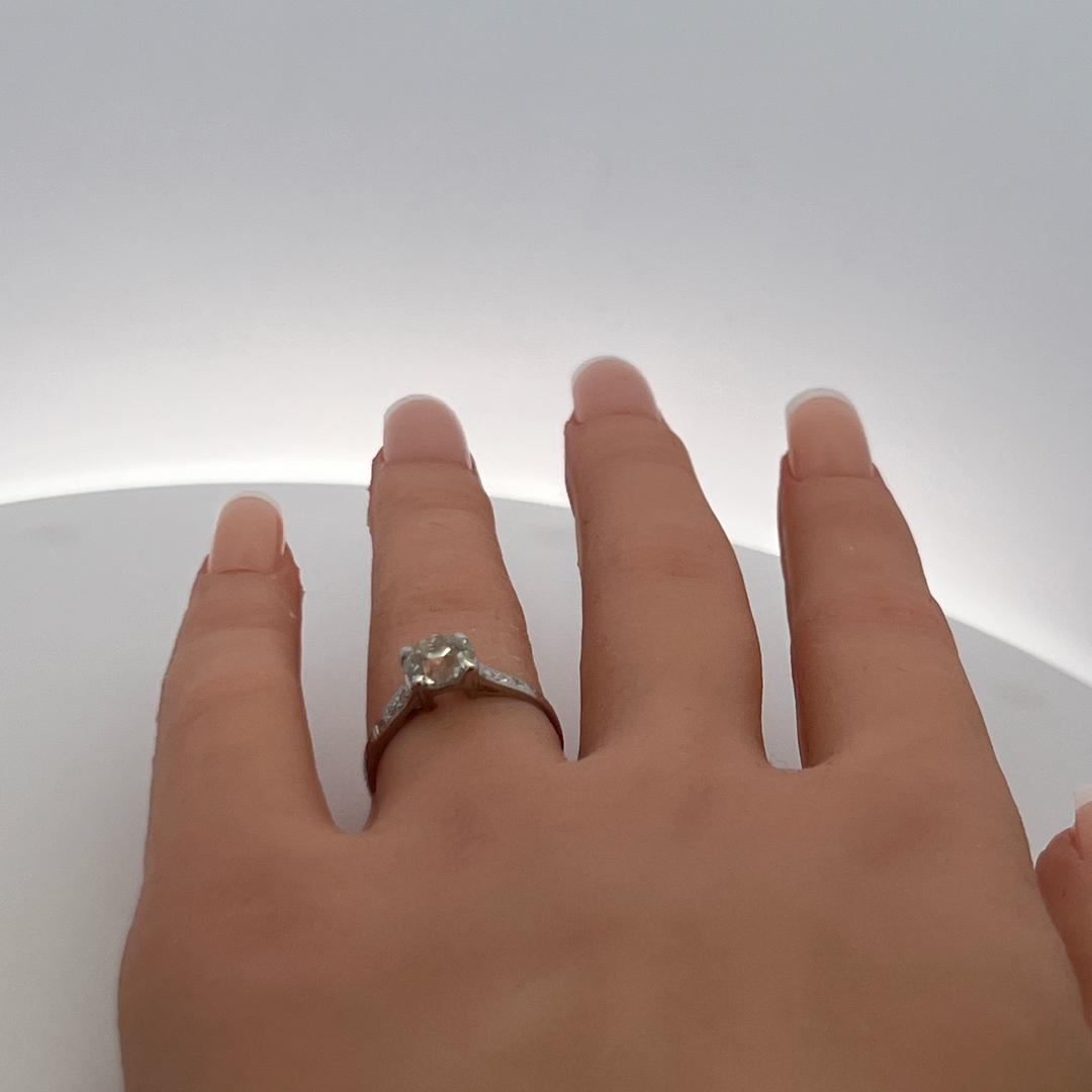1.51ct Old European & Round Brilliant Diamond Platinum Engagement Ring (G SI1)