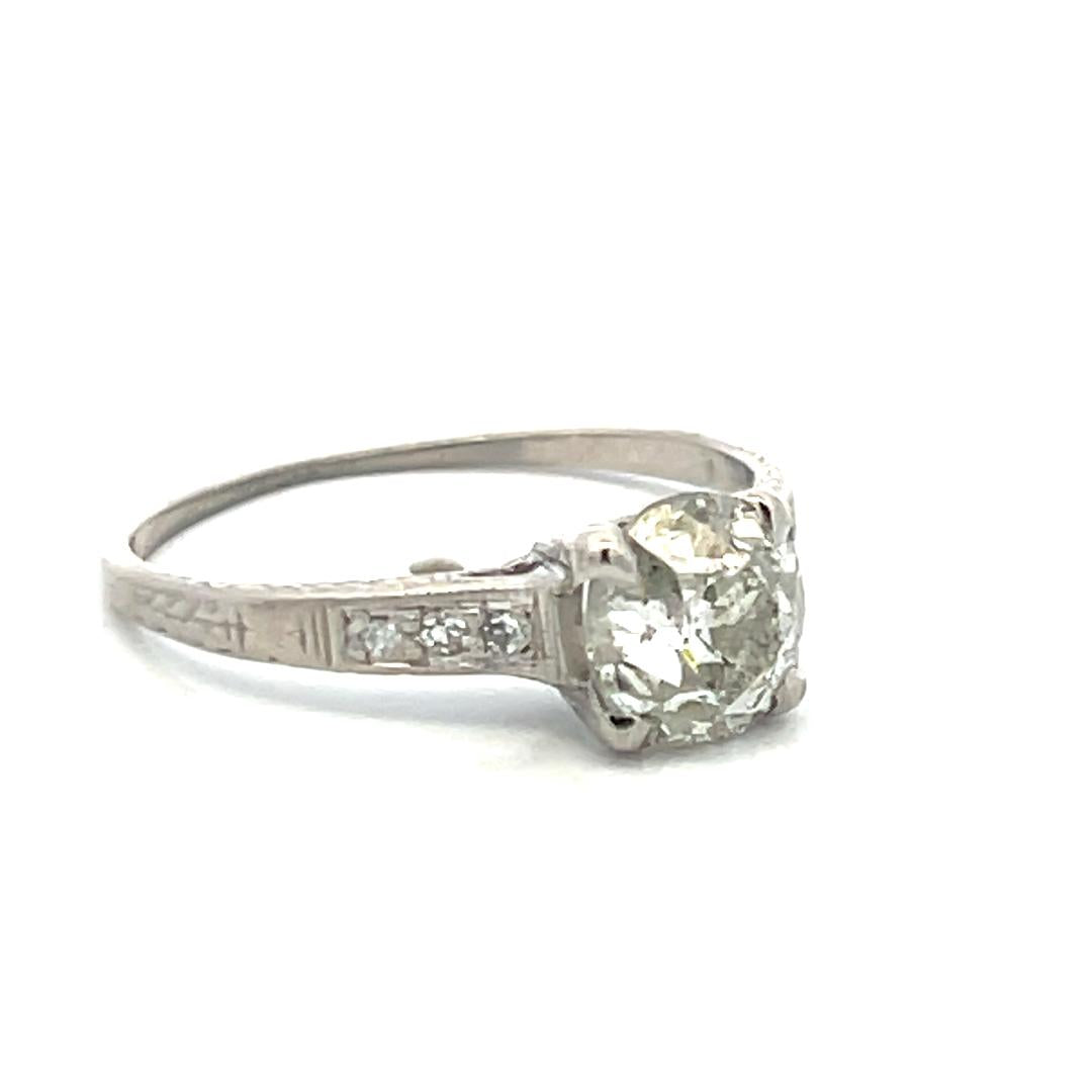 1.51ct Old European & Round Brilliant Diamond Platinum Engagement Ring (G SI1)