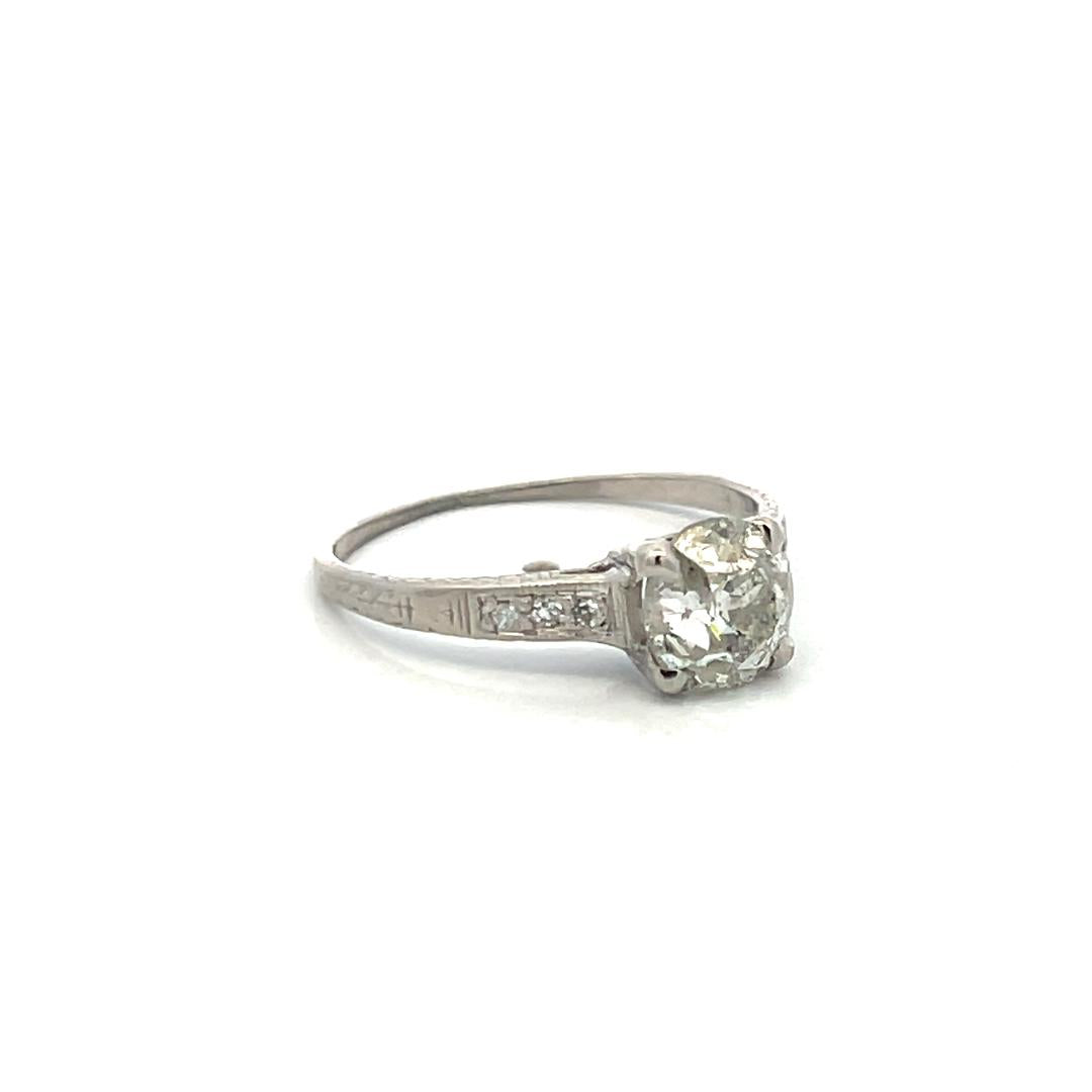 1.51ct Old European & Round Brilliant Diamond Platinum Engagement Ring (G SI1)