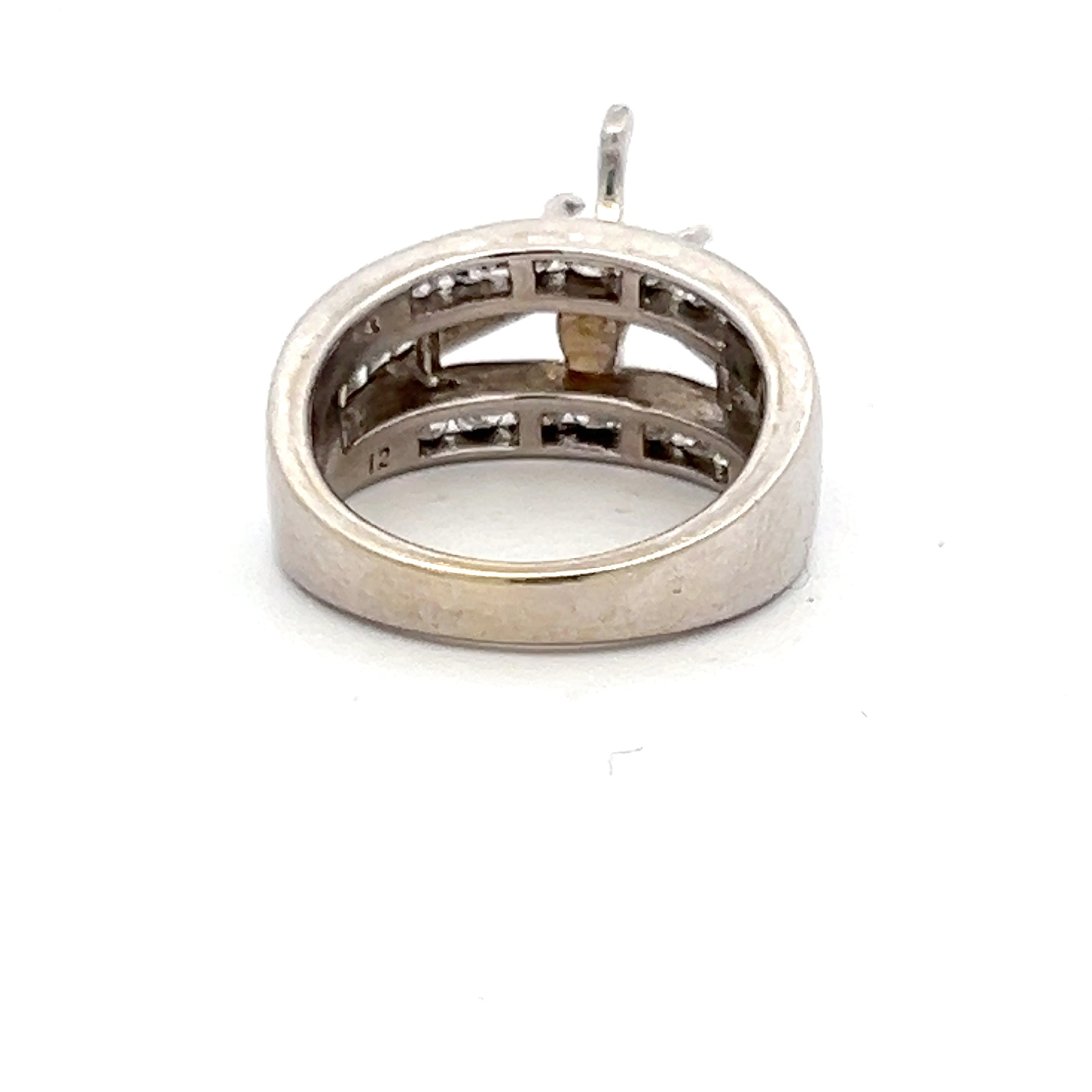 1.35 Carat Baguette and Round Brilliant Diamond 14K White Gold Semi Mount Ring