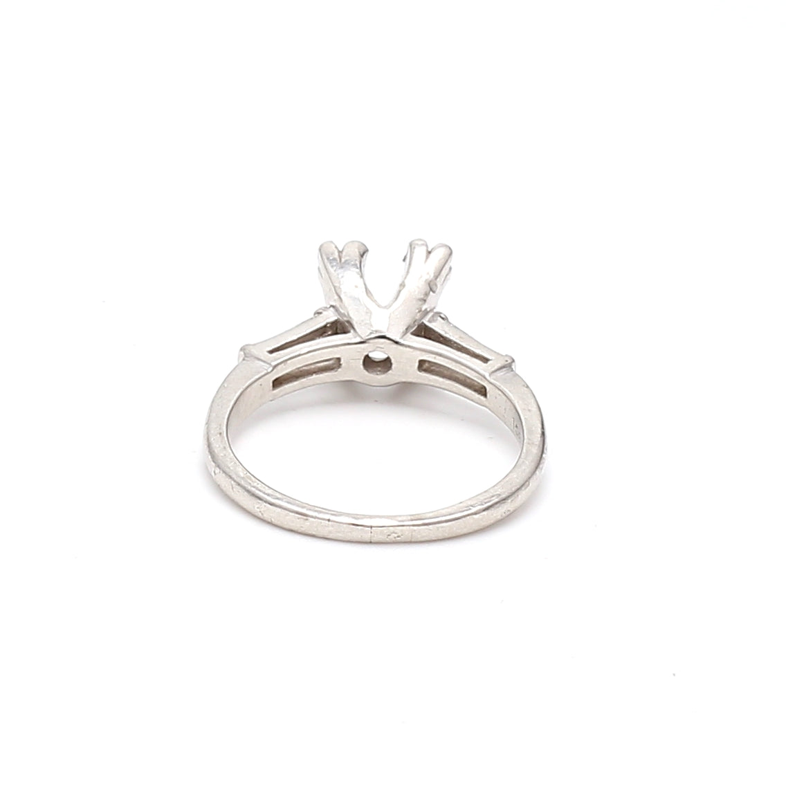 0.22 Carat Baguette Shape G VVS2 Diamond Platinum Semi Mount Ring
