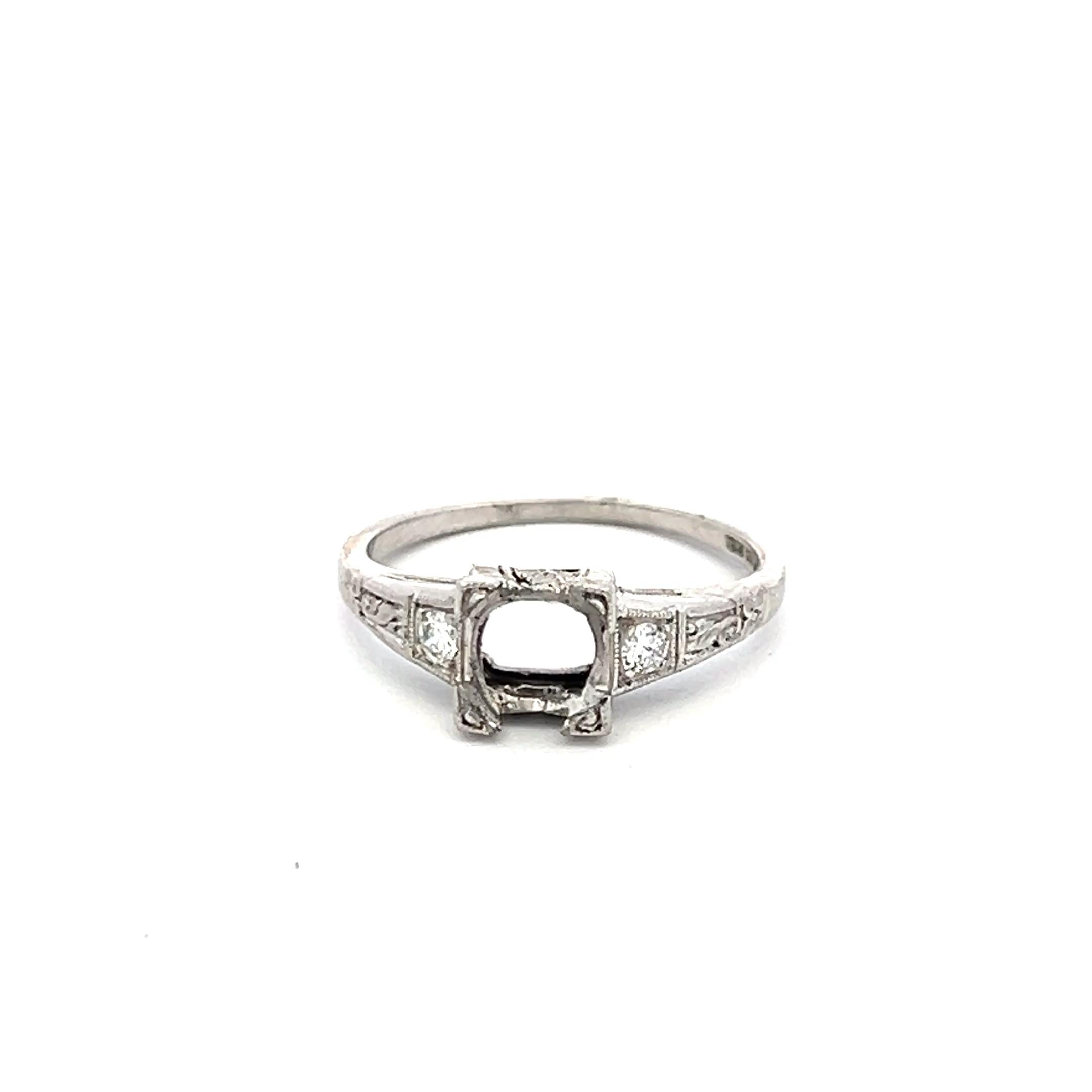 0.08 Carat Round Brilliant I VS1 Diamond Platinum Semi Mount Ring