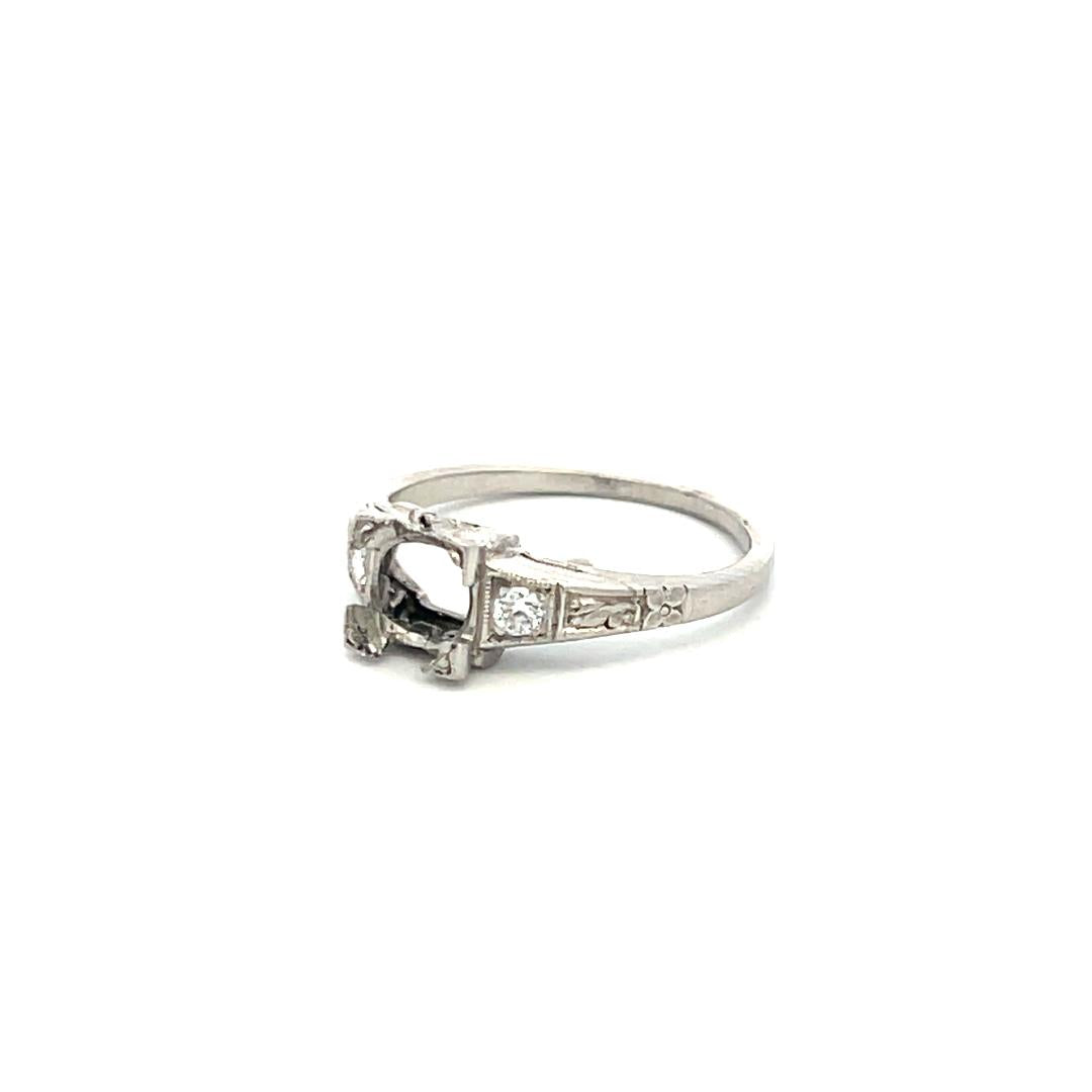 0.08 Carat Round Brilliant I VS1 Diamond Platinum Semi Mount Ring