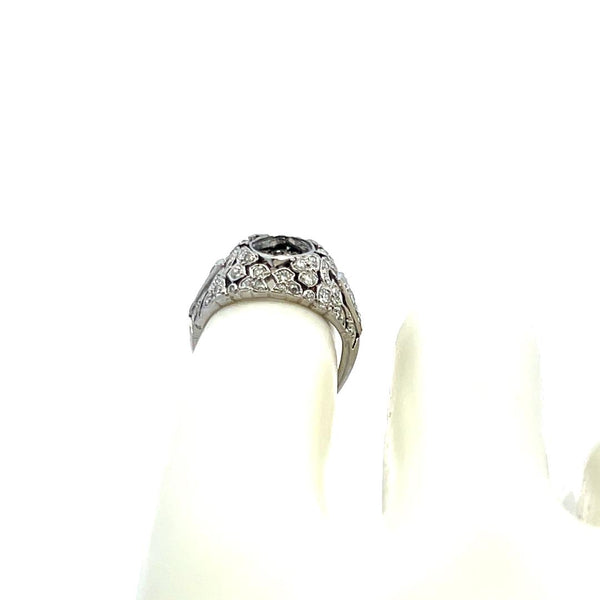 0.67 Carat Old European Cut and Baguette Diamond Platinum Semi Mount Ring