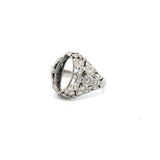 0.67 Carat Old European Cut and Baguette Diamond Platinum Semi Mount Ring